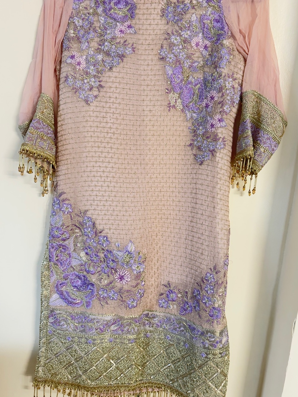 Embroidered Pink & Lavender Floral Women's Dress